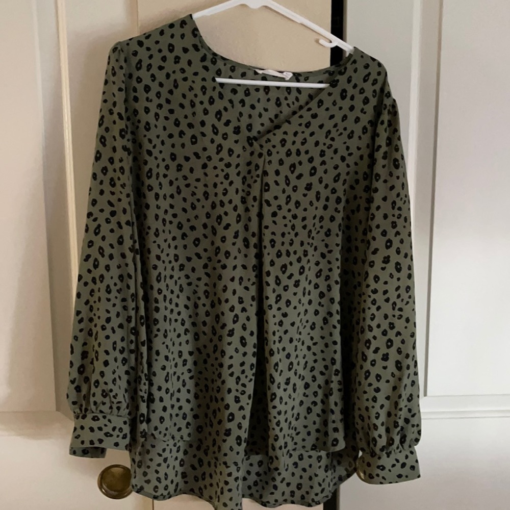 Leopard print long sleeve blouse 1x